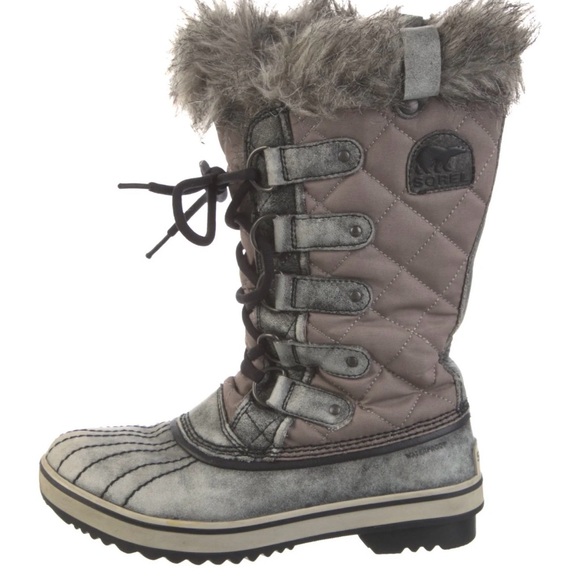 Sorel Tofino Waterproof Winter Snow Boots Womens Size 8 EUR 40 Gray Waxed Canvas
